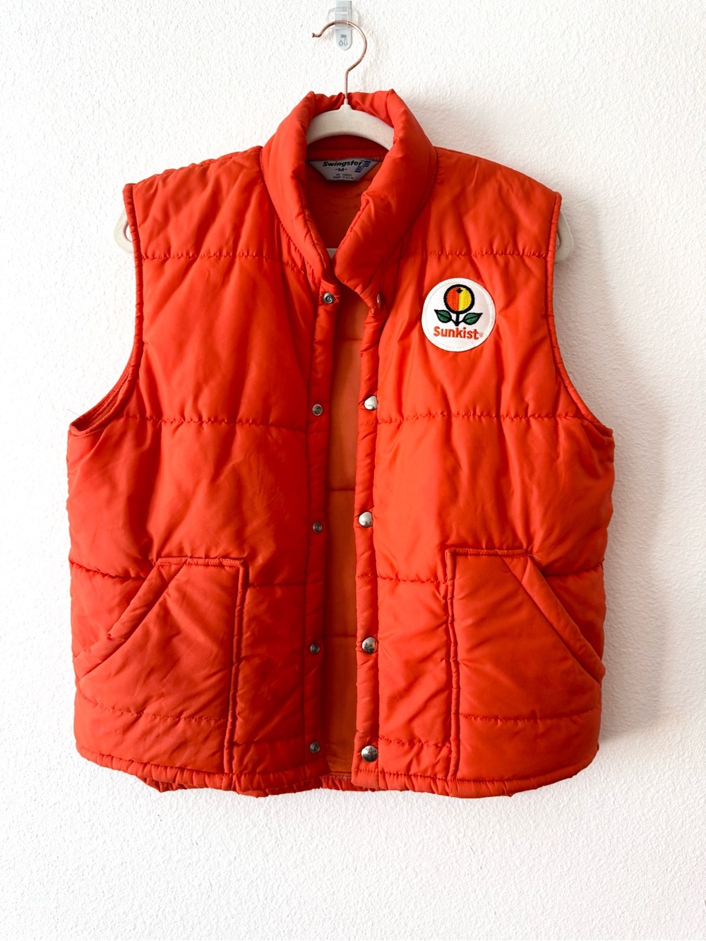 VINTAGE 70s Sunkist Unisex Orange Puffer Vest Swingster Brand